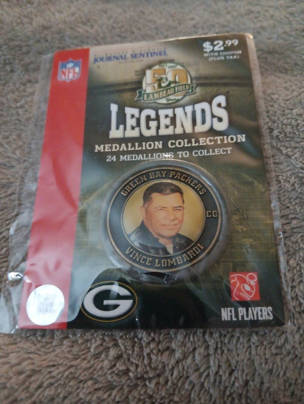 Legends Meadllion Green Bay Packers Vince Lambardi